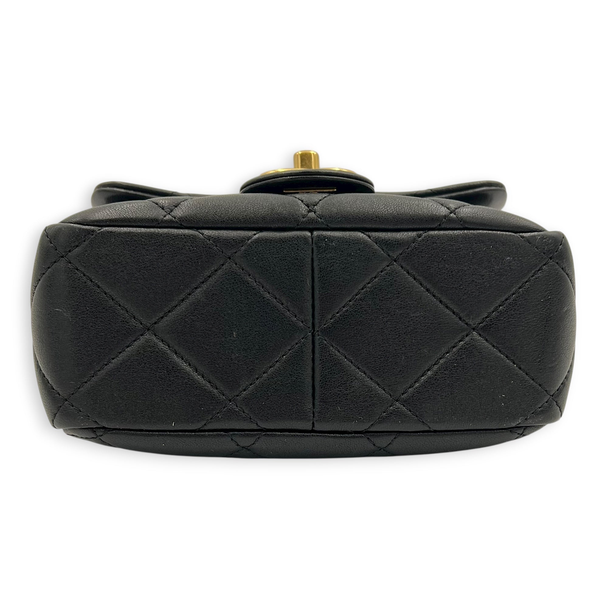 CC Flap Crossbody Bag Mini Black in Calfskin, Gold hardware