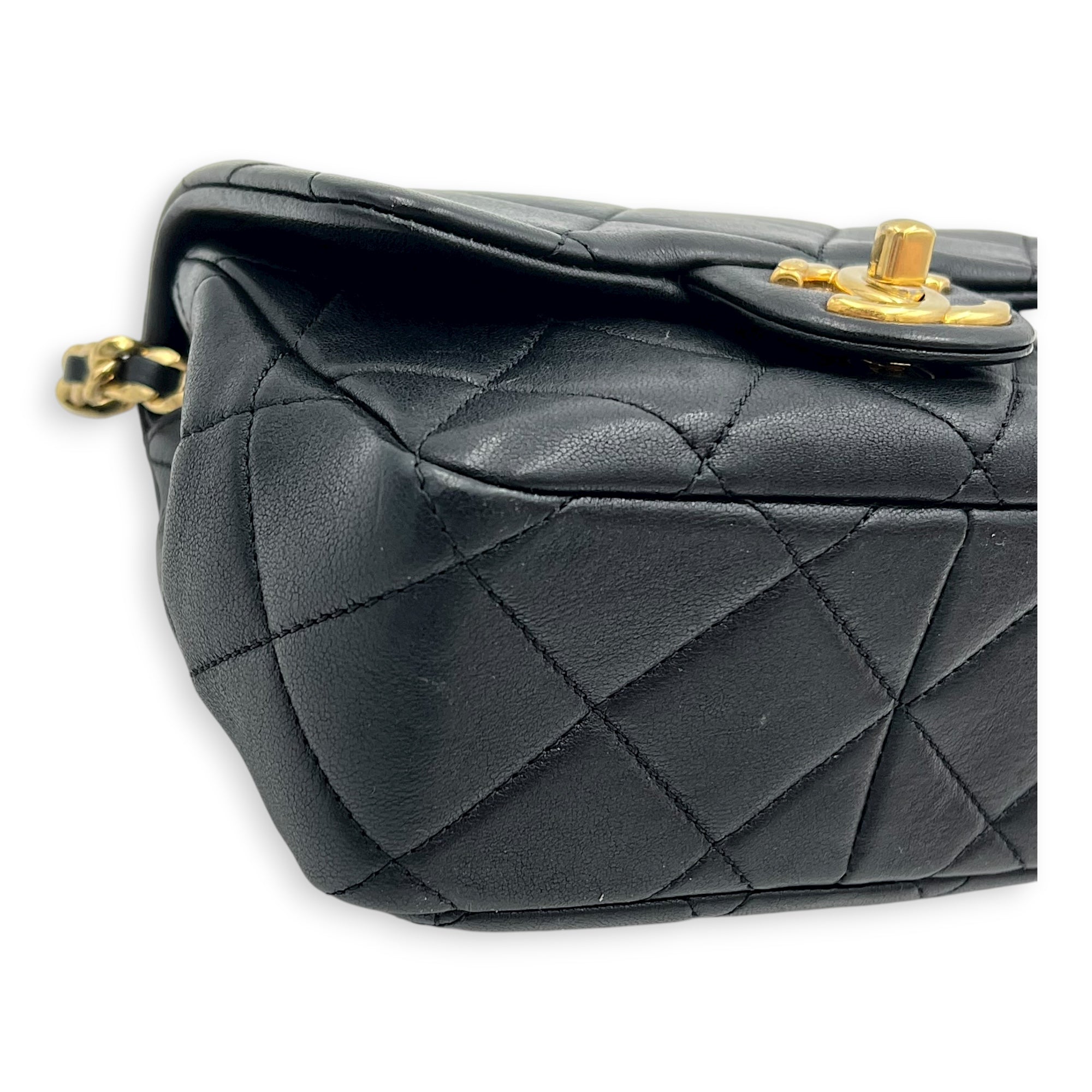 CC Flap Crossbody Bag Mini Black in Calfskin, Gold hardware