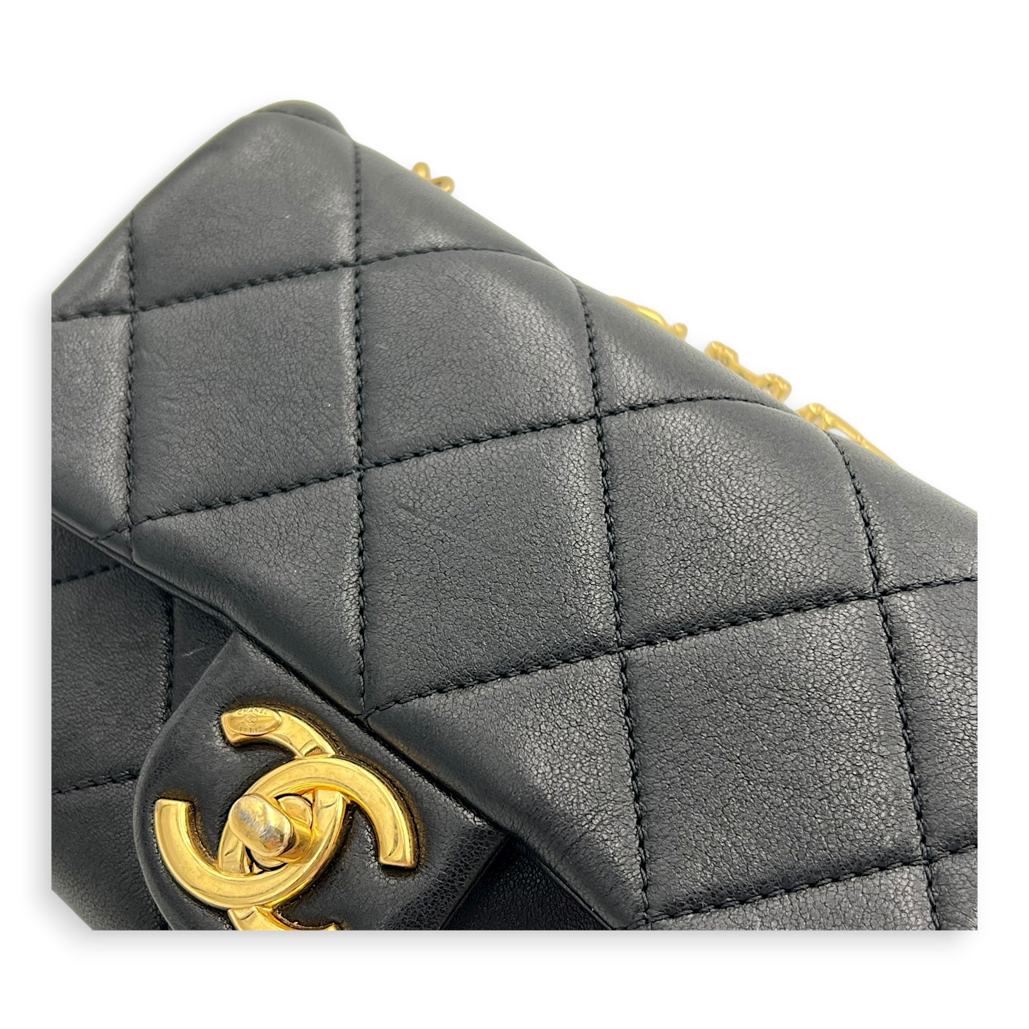 CC Flap Crossbody Bag Mini Black in Calfskin, Gold hardware