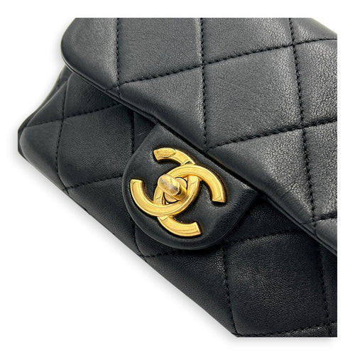 CC Flap Crossbody Bag Mini Black in Calfskin, Gold hardware