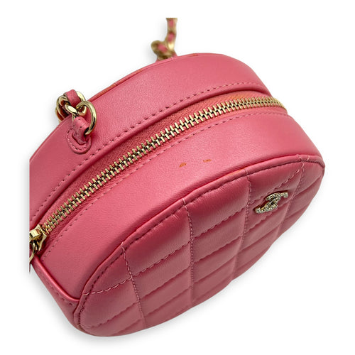 CC Round Crossbody Bag Pink in Lambskin, Gold hardware