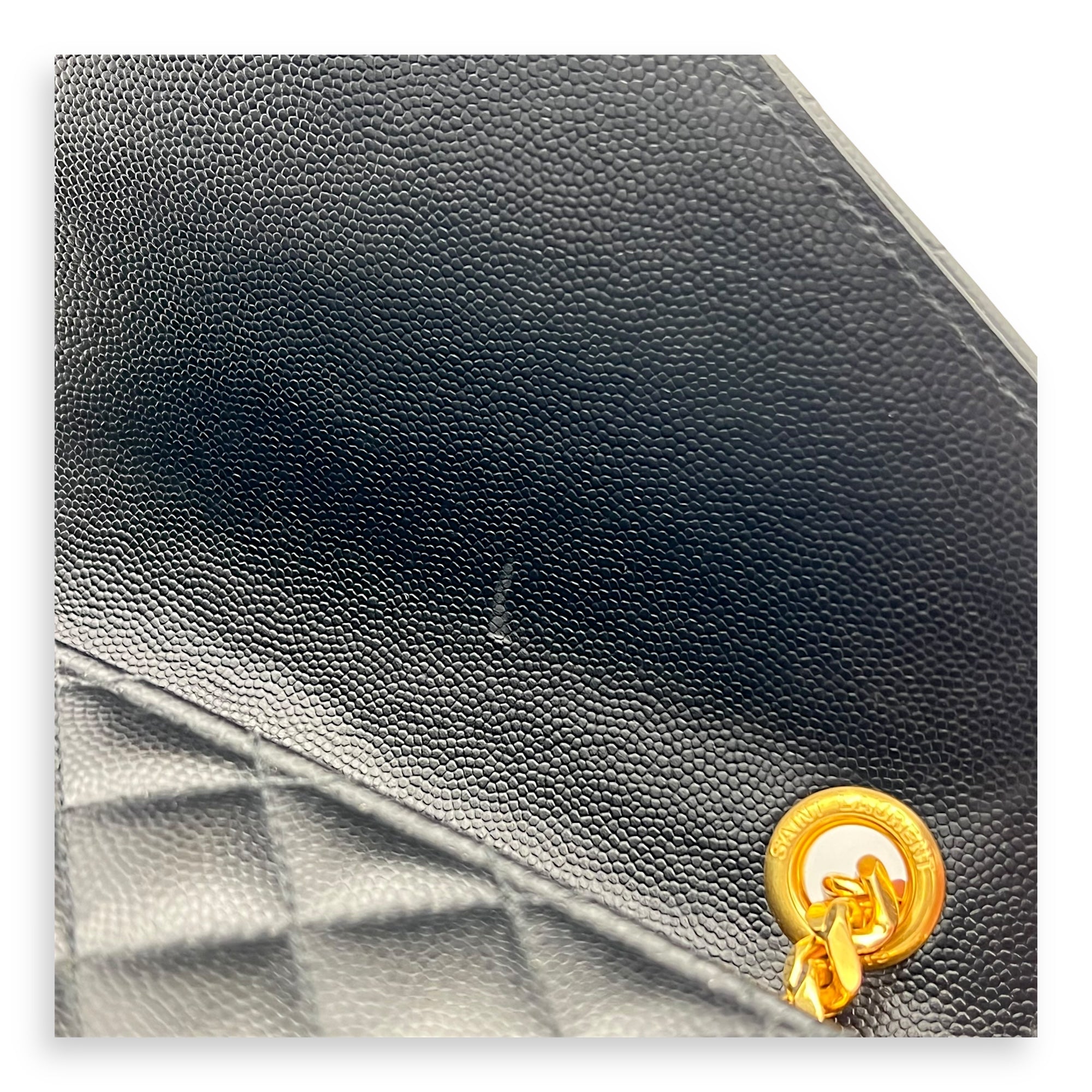 Envelope Shoulder Bag Black in Calfskin, Gold hardware