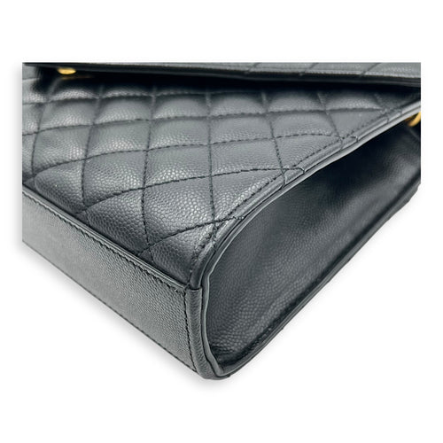 Envelope Shoulder Bag Black in Calfskin, Gold hardware