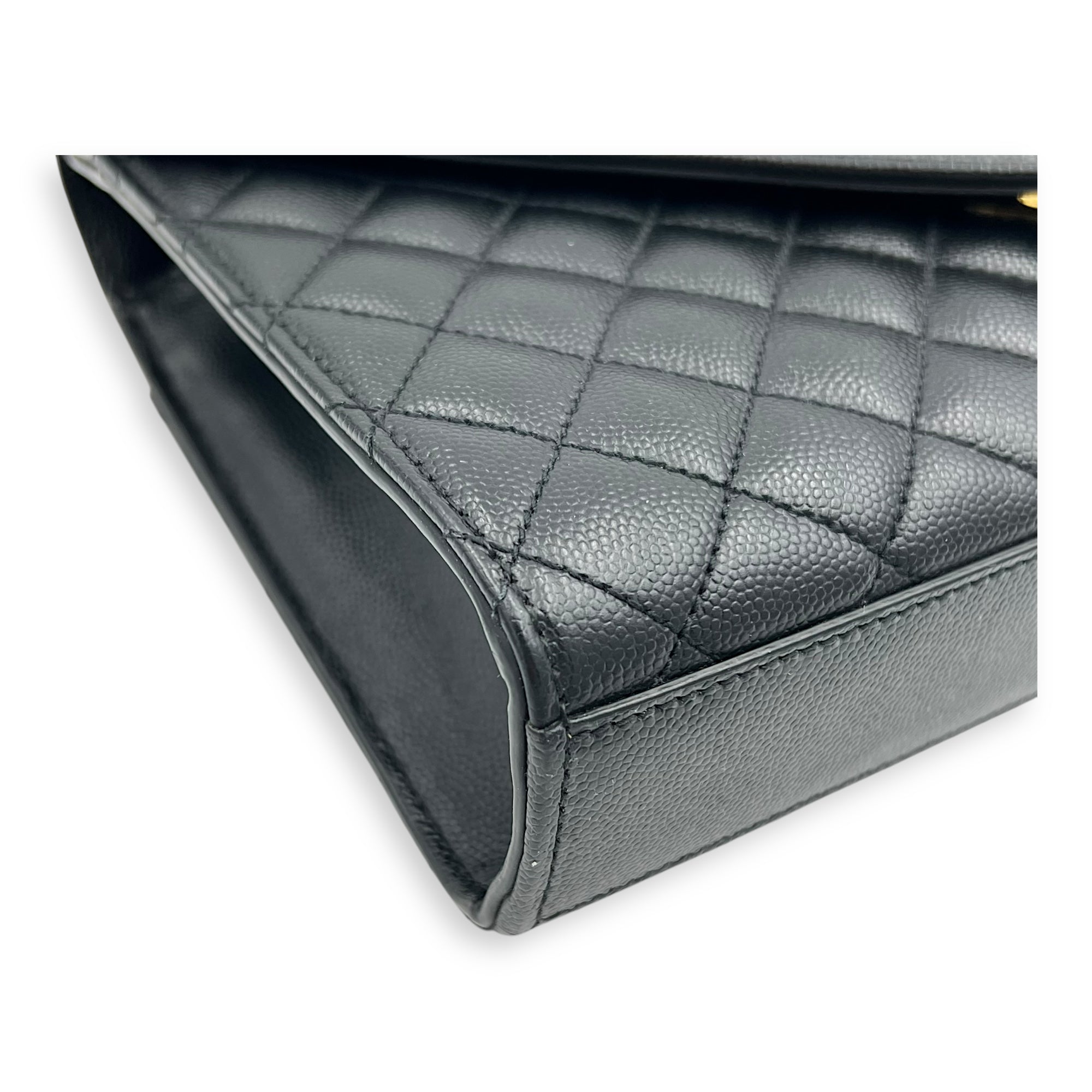 Envelope Shoulder Bag Black in Calfskin, Gold hardware