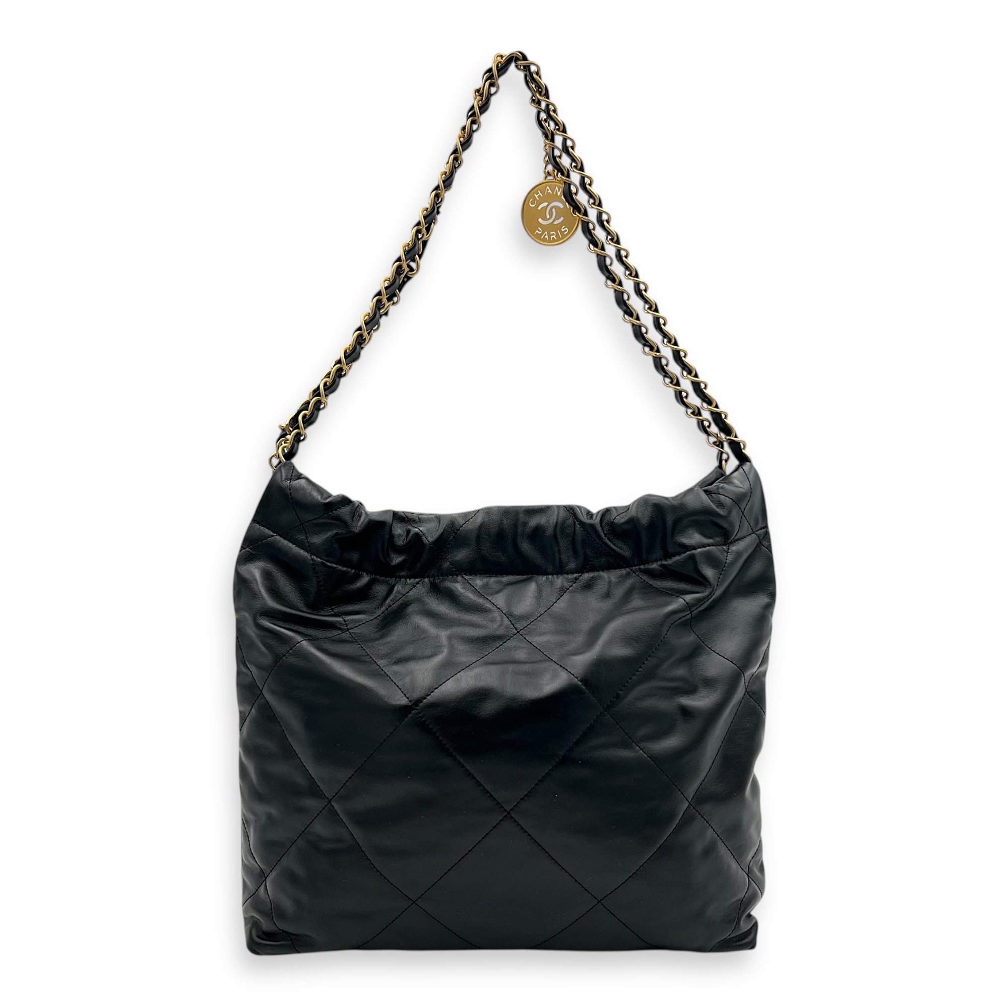 22 Tote Tote Bag Small Black in Calfskin, Gold hardware