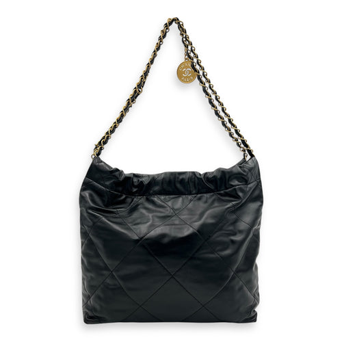 22 Tote Tote Bag Small Black in Calfskin, Gold hardware