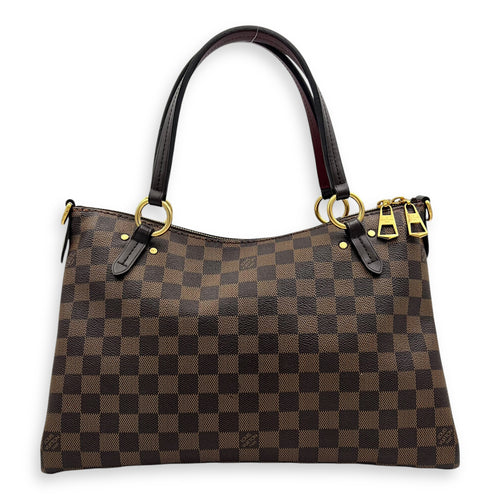 Lymington Top Handle Bag Brown in Coated Canvas, Gold hardware