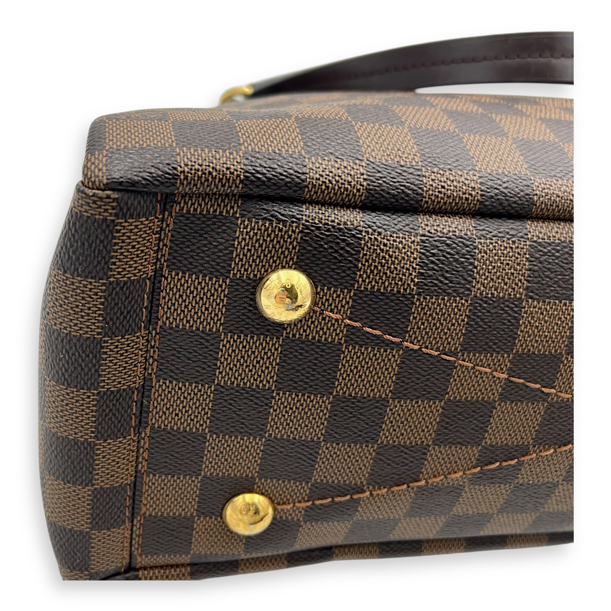 Lymington Top Handle Bag Brown in Coated Canvas, Gold hardware