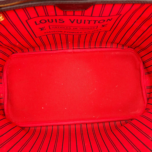 Neverfull MM Brown Tote Bag in Coated Canvas, Gold hardware