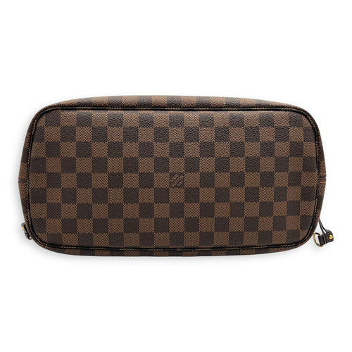 Neverfull MM Brown Tote Bag in Coated Canvas, Gold hardware