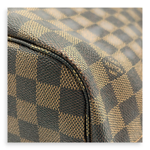 Neverfull MM Brown Tote Bag in Coated Canvas, Gold hardware