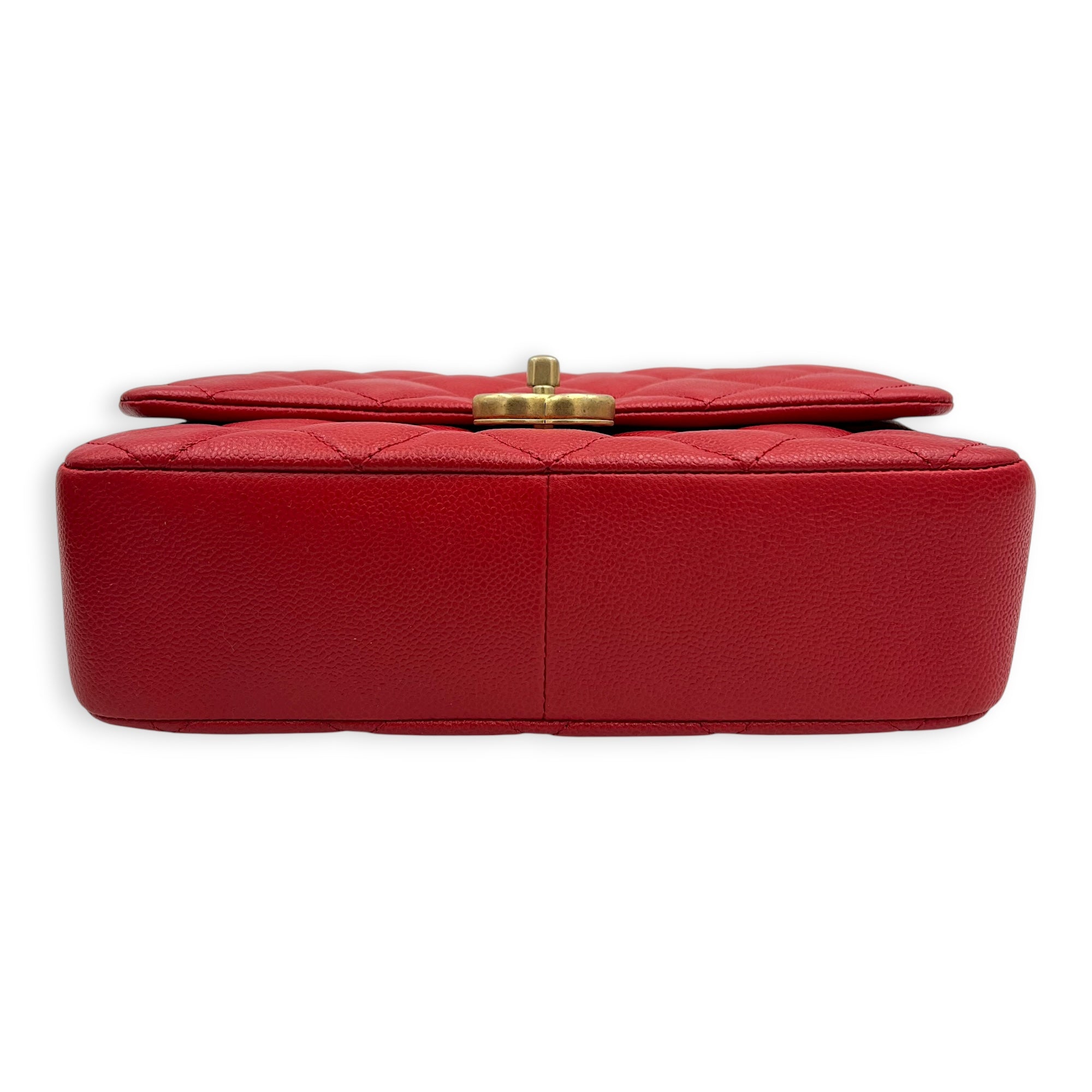 CC Quilted Shoulder Bag Red in Caviar Leather, Gold hardware