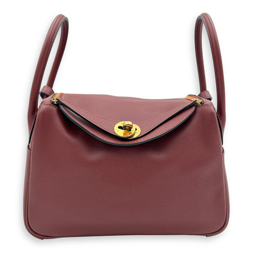 Lindy 26 Rouge sellier Shoulder Bag in Swift, Gold hardware