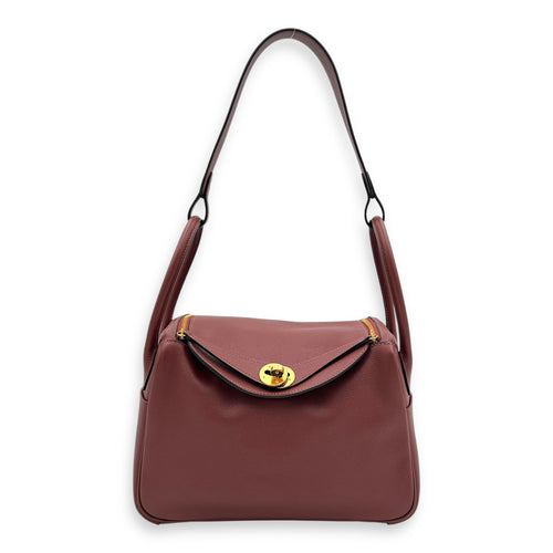 Lindy 26 Rouge sellier Shoulder Bag in Swift, Gold hardware