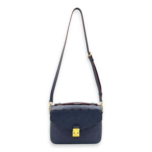 Metis Crossbody Bag Blue in Empreinte Leather, Gold hardware