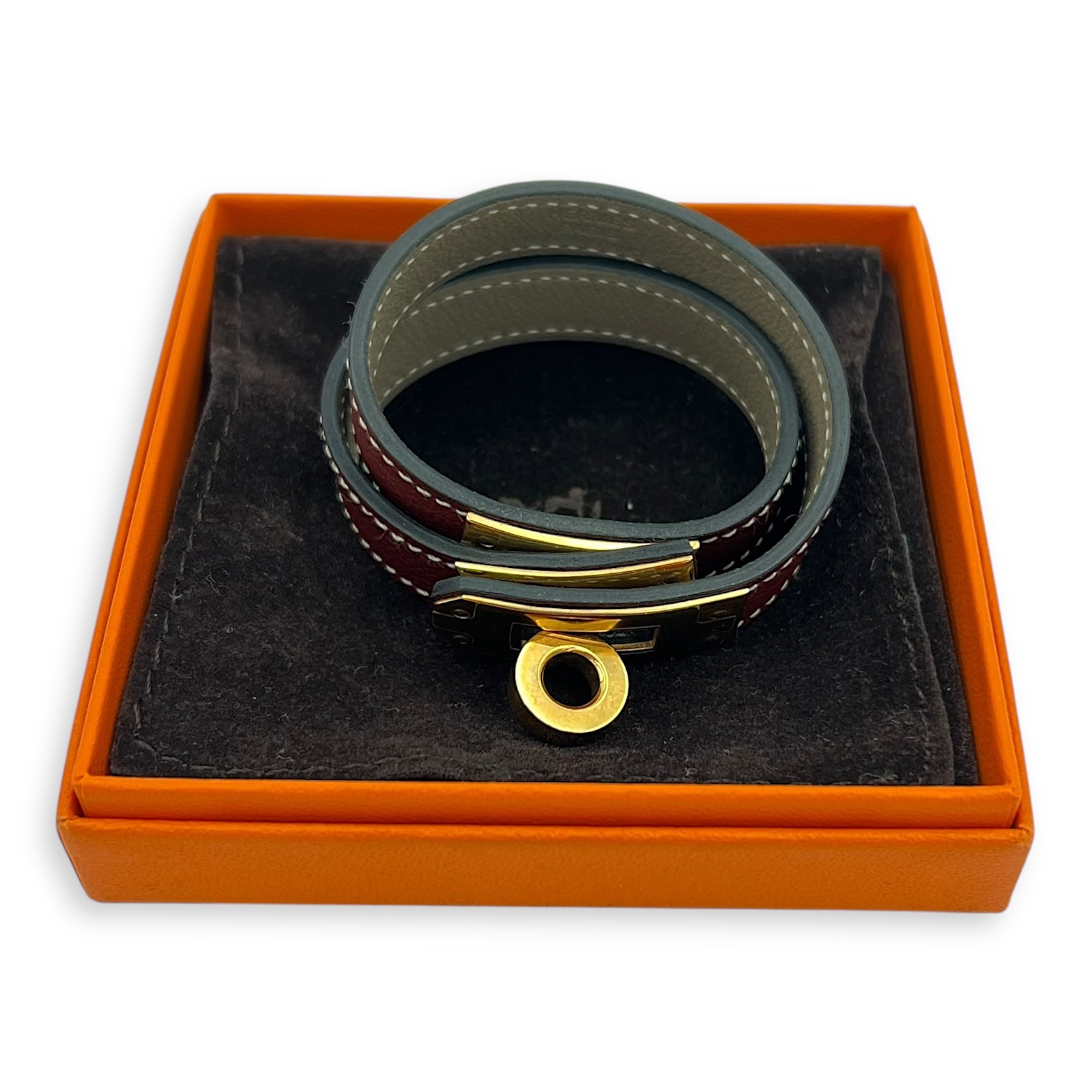 Double Kelly tour Rouge sellier in Swift, Gold hardware