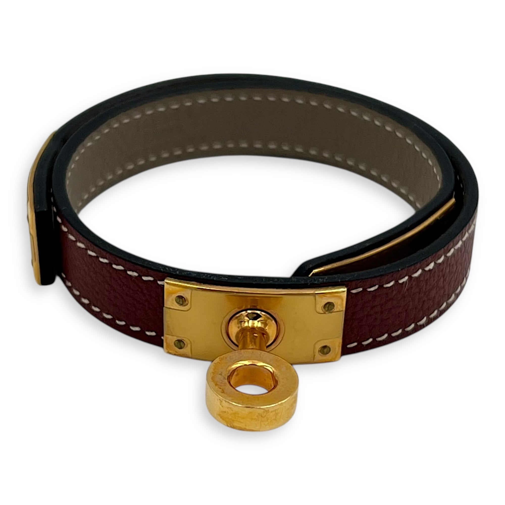 Double Kelly tour Rouge sellier in Swift, Gold hardware