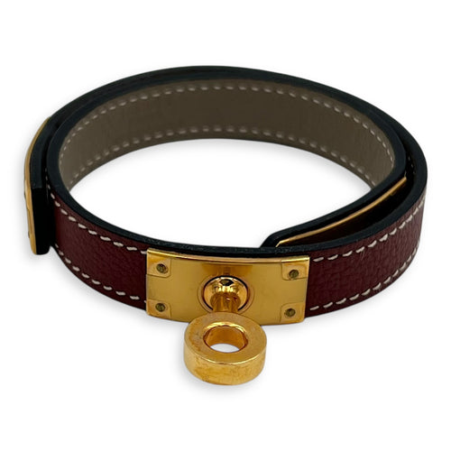 Double Kelly tour Rouge sellier in Swift, Gold hardware