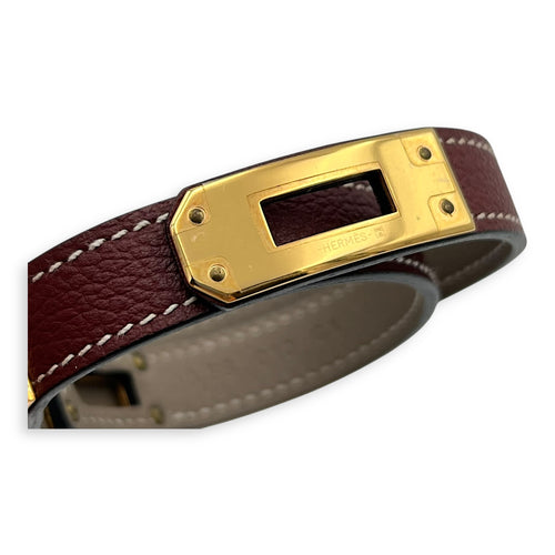 Double Kelly tour Rouge sellier in Swift, Gold hardware