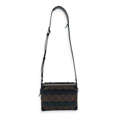 Soft Trunk Handle Shoulder Bag Brown in Monogram Coated Canvas, Black hardware