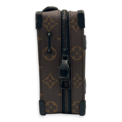 Soft Trunk Handle Shoulder Bag Brown in Monogram Coated Canvas, Black hardware