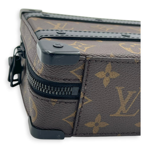 Soft Trunk Handle Shoulder Bag Brown in Monogram Coated Canvas, Black hardware