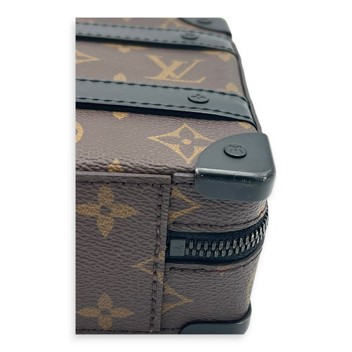 Soft Trunk Handle Shoulder Bag Brown in Monogram Coated Canvas, Black hardware