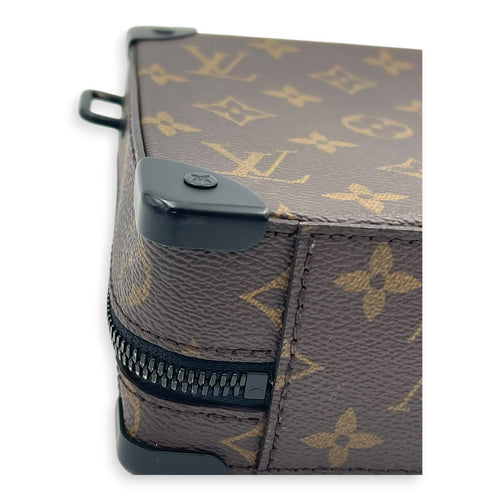 Soft Trunk Handle Shoulder Bag Brown in Monogram Coated Canvas, Black hardware