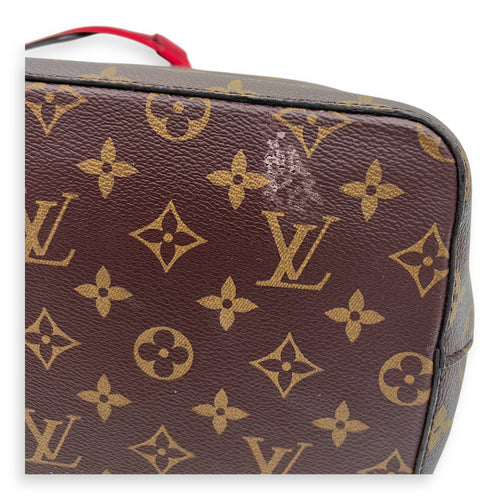 NeoNoe MM Brown Bucket Bag in Monogram Coated Canvas, Gold hardware