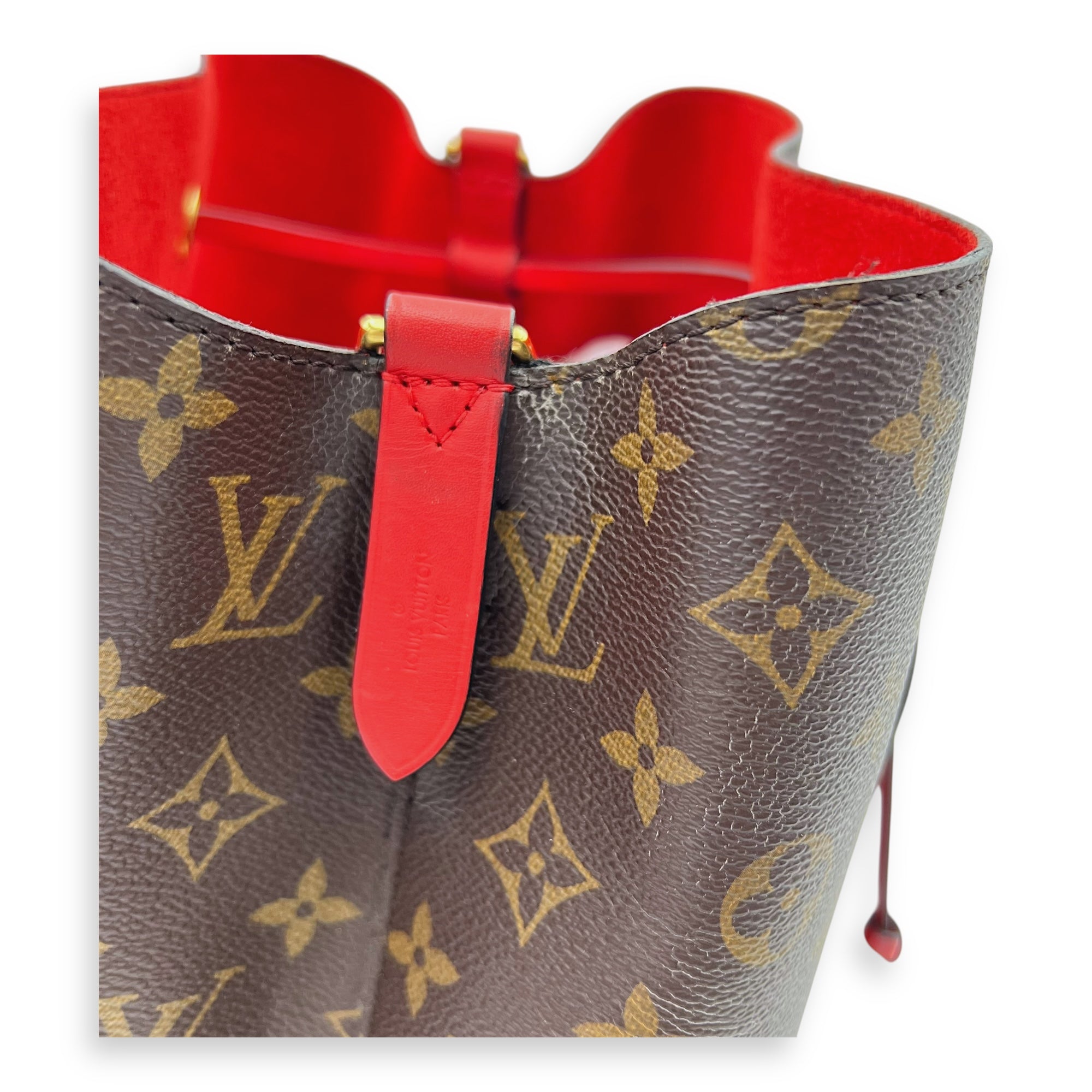 NeoNoe MM Brown Bucket Bag in Monogram Coated Canvas, Gold hardware