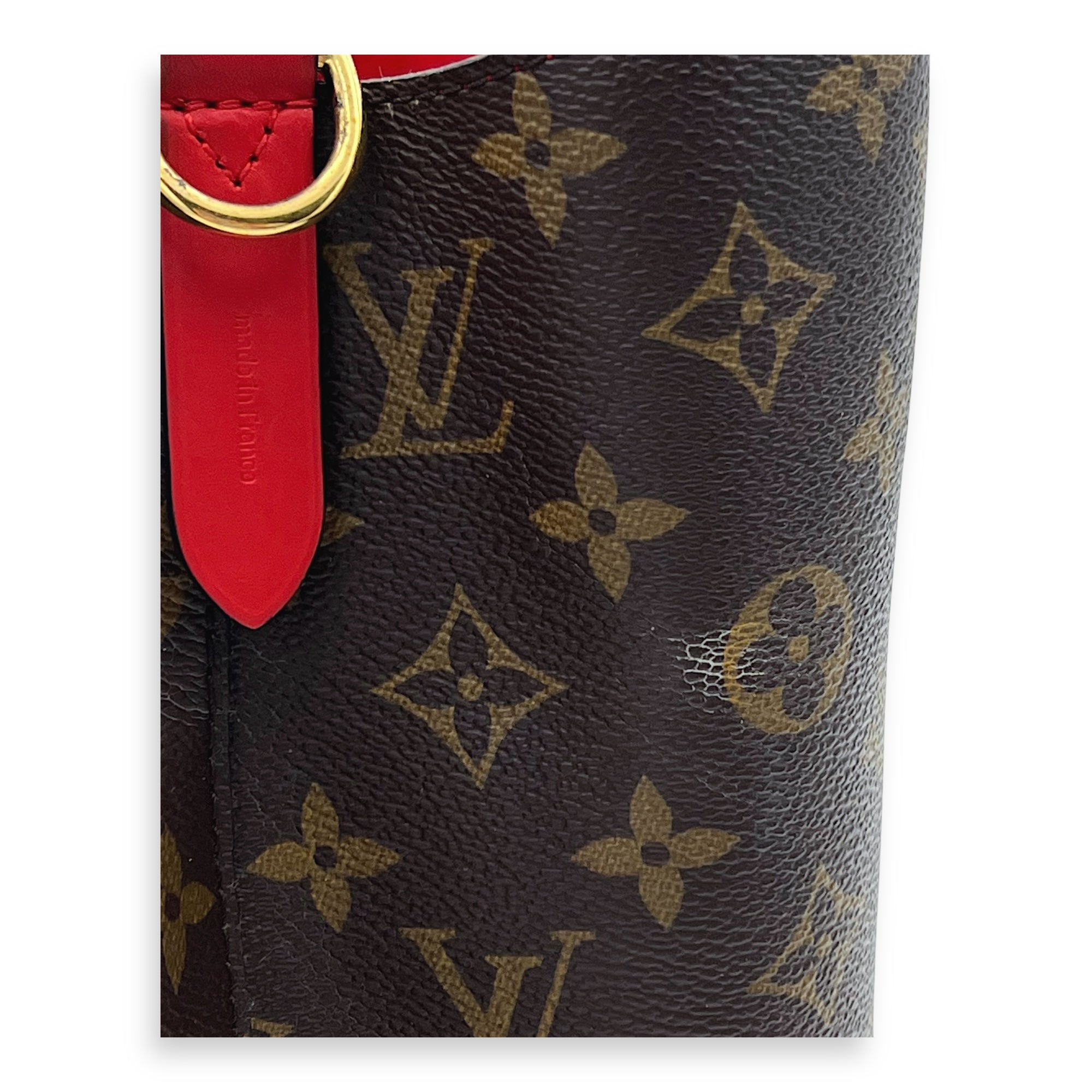 NeoNoe MM Brown Bucket Bag in Monogram Coated Canvas, Gold hardware