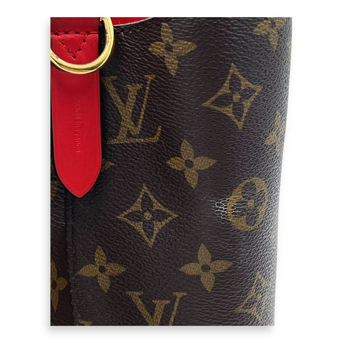 NeoNoe MM Brown Bucket Bag in Monogram Coated Canvas, Gold hardware