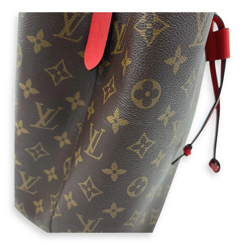 NeoNoe MM Brown Bucket Bag in Monogram Coated Canvas, Gold hardware