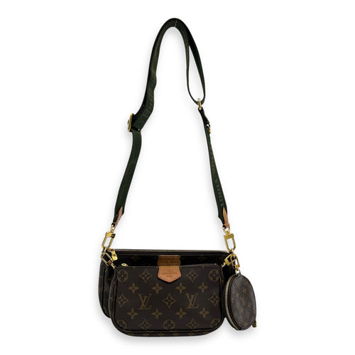 Multi-Pochette Accessoires Crossbody Bag Brown in Monogram Coated Canvas, Gold hardware