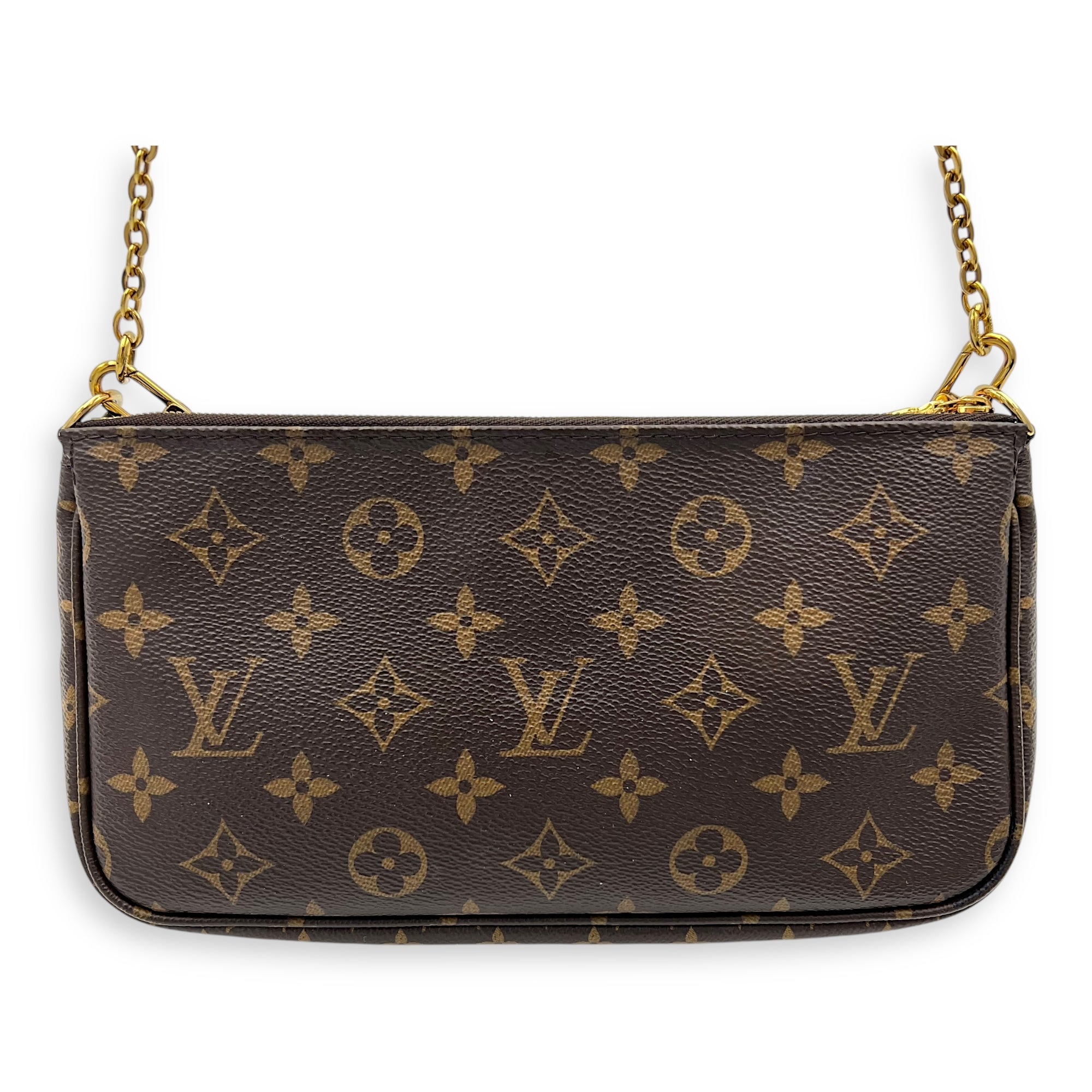 Multi-Pochette Accessoires Crossbody Bag Brown in Monogram Coated Canvas, Gold hardware