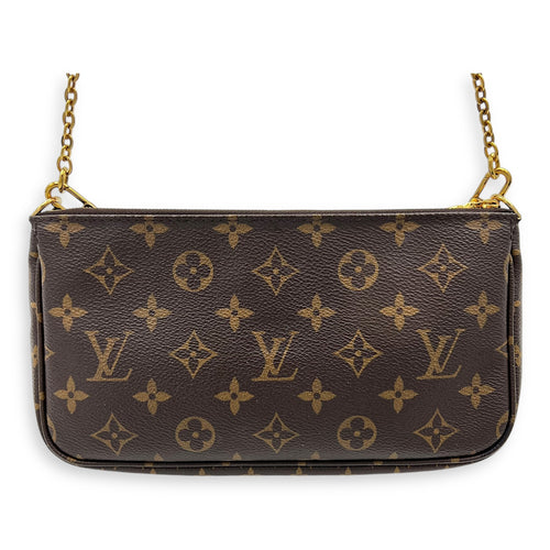 Multi-Pochette Accessoires Crossbody Bag Brown in Monogram Coated Canvas, Gold hardware