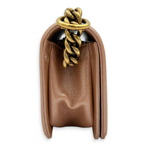 Boy Small Rose Gold Shoulder Bag in Calfskin, Gold hardware