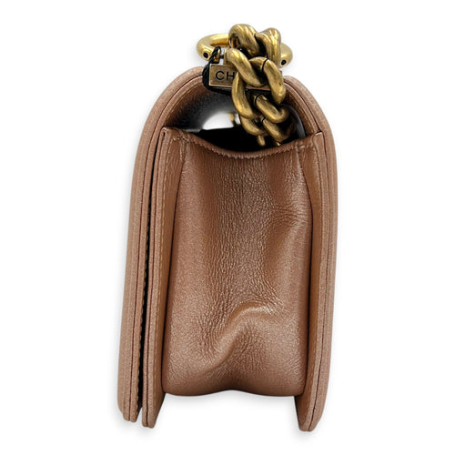 Boy Small Rose Gold Shoulder Bag in Calfskin, Gold hardware