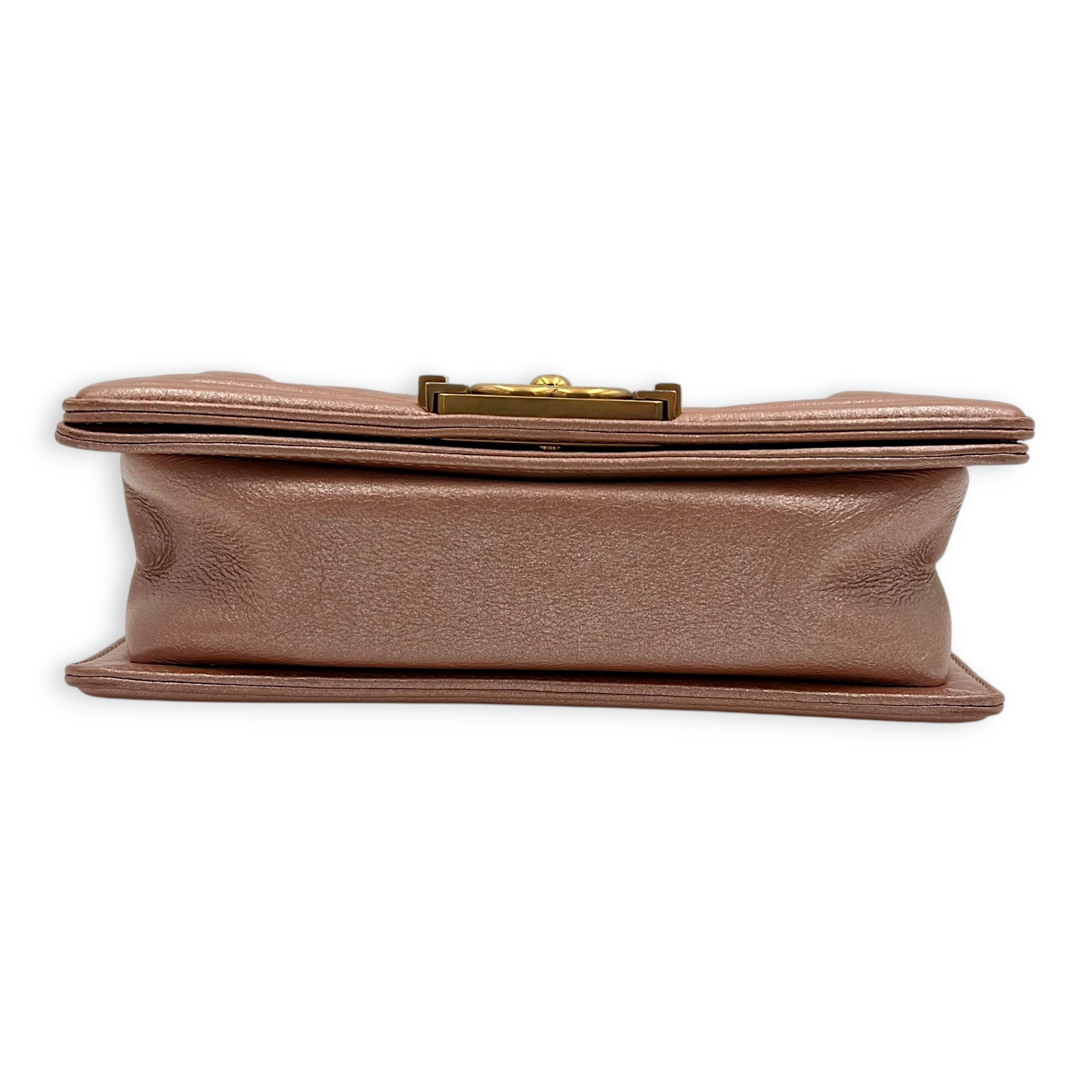 Boy Small Rose Gold Shoulder Bag in Calfskin, Gold hardware
