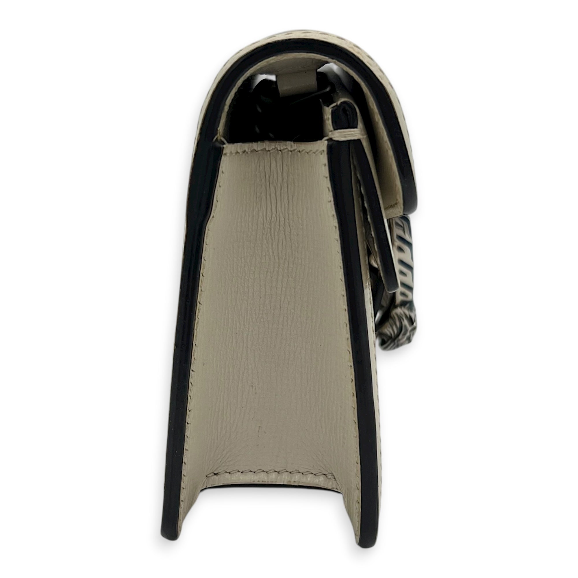 Dionysus Super Mini Beige Crossbody Bag in Python Leather, Ruthenium hardware