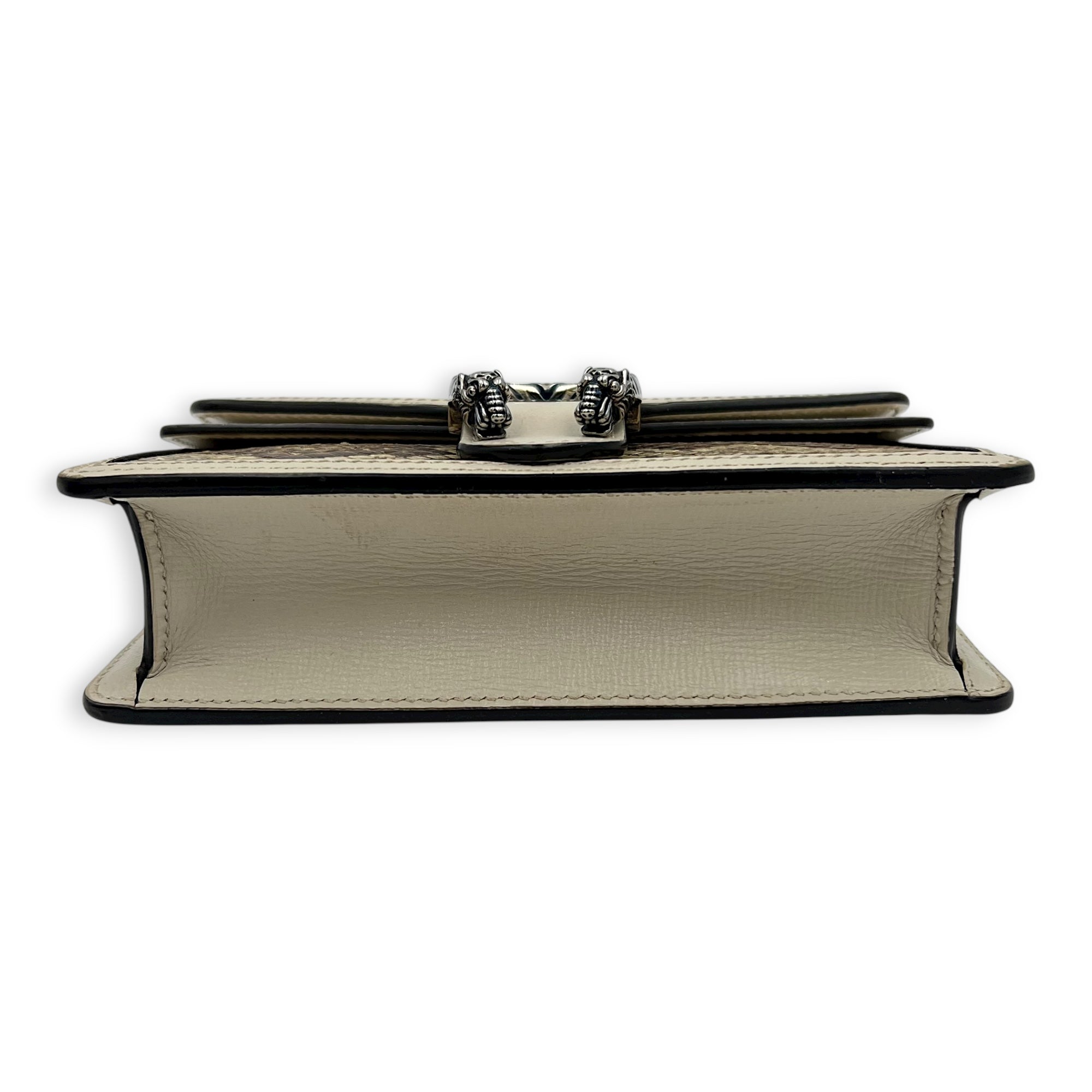 Dionysus Super Mini Beige Crossbody Bag in Python Leather, Ruthenium hardware