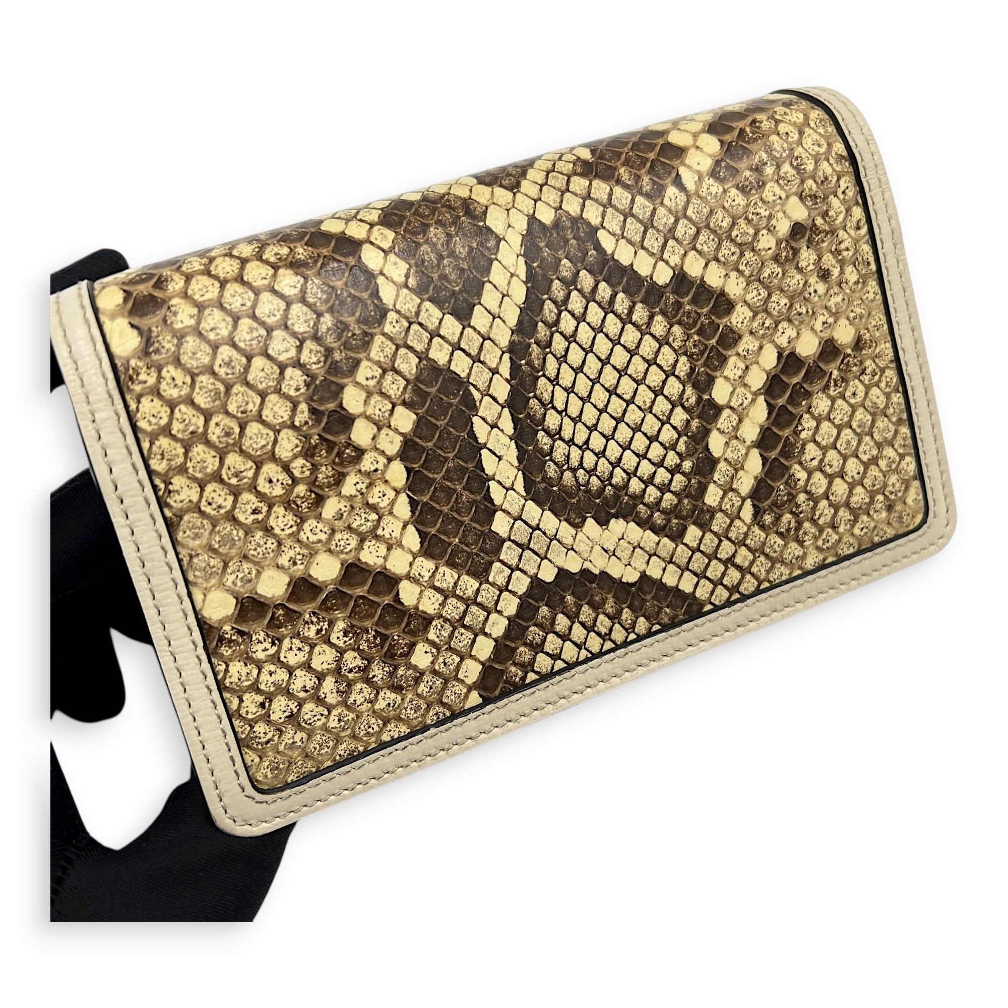 Dionysus Super Mini Beige Crossbody Bag in Python Leather, Ruthenium hardware