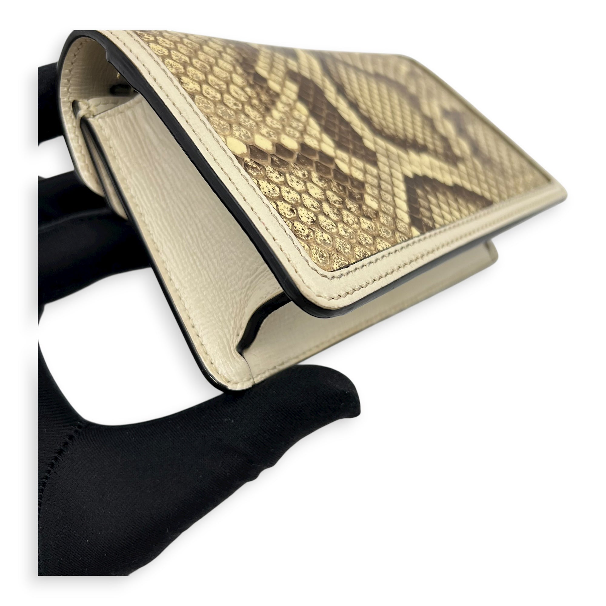 Dionysus Super Mini Beige Crossbody Bag in Python Leather, Ruthenium hardware