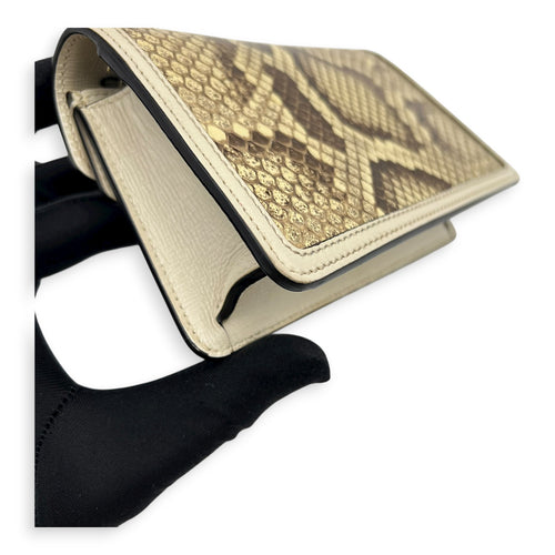 Dionysus Super Mini Beige Crossbody Bag in Python Leather, Ruthenium hardware