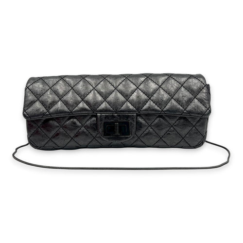 2.55 Grey Clutch in Calfskin, Black hardware