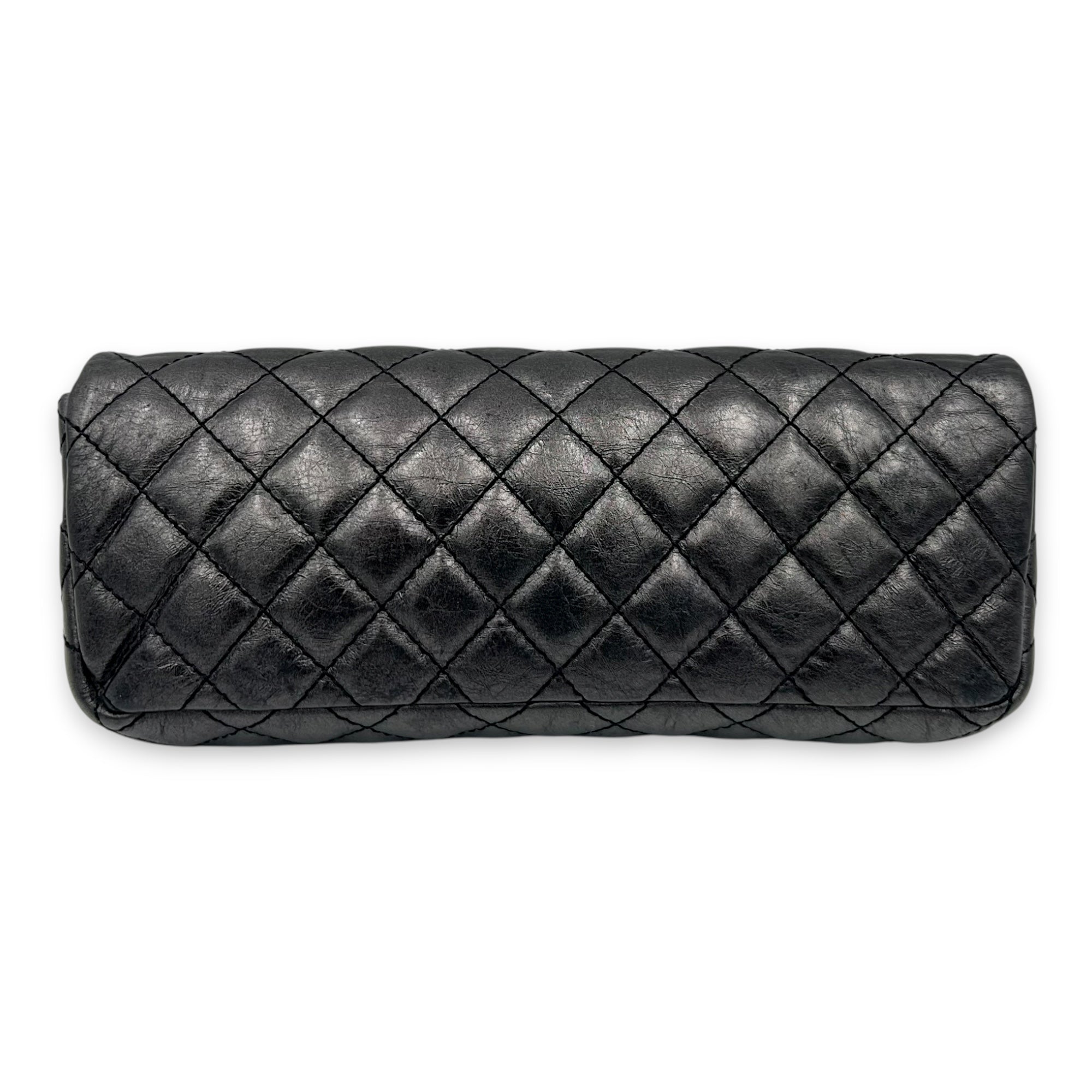 2.55 Grey Clutch in Calfskin, Black hardware