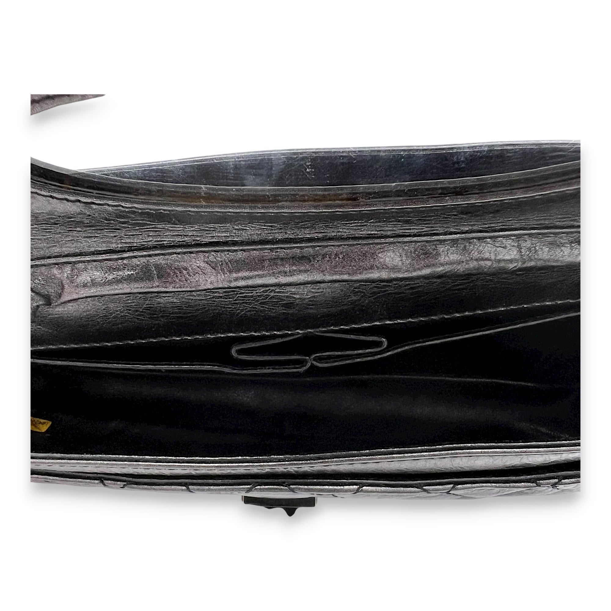 2.55 Grey Clutch in Calfskin, Black hardware