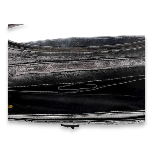 2.55 Grey Clutch in Calfskin, Black hardware