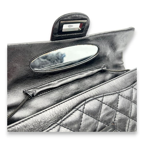2.55 Grey Clutch in Calfskin, Black hardware