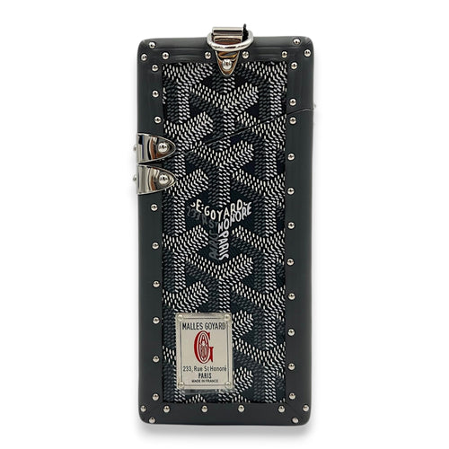 Trunk Cassette Shoulder Bag Grey in Coated Canvas, Silver hardware